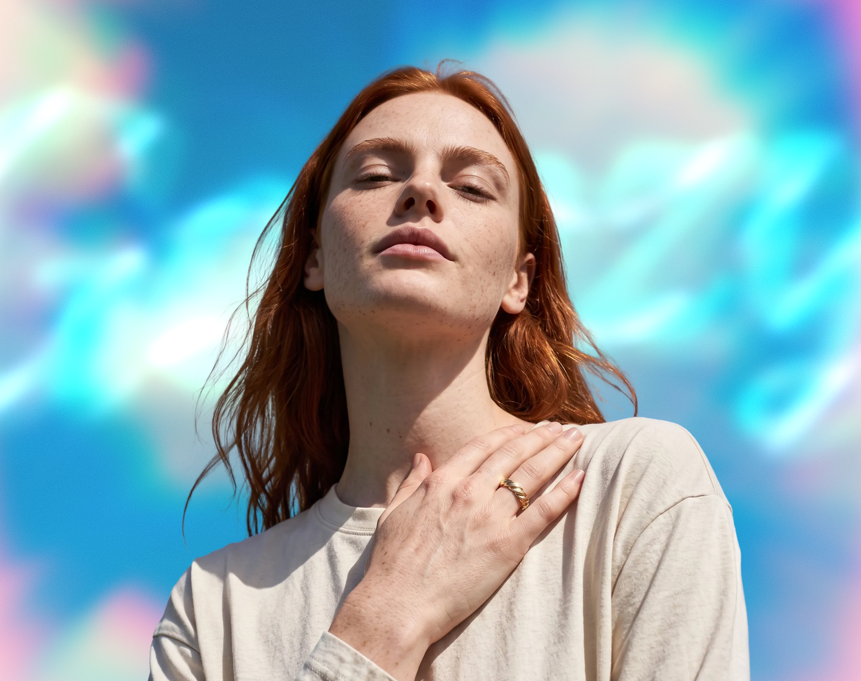 Jewelry model wearing Gemzy-generated rings in a campaign