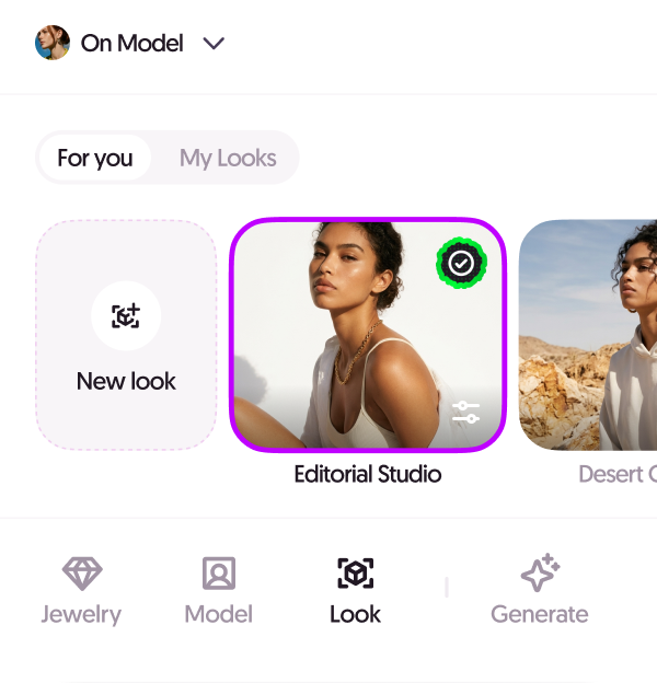 Select your Look. screen in the Gemzy app